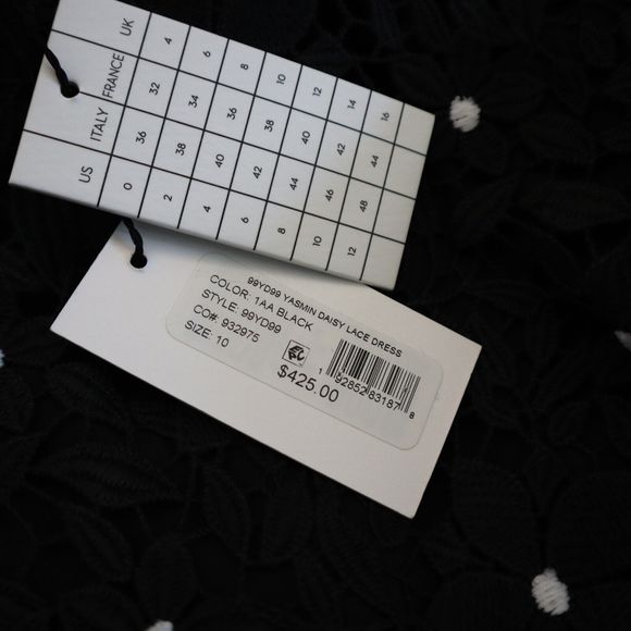 Milly 99YD99 Women's Sz 10 Black Yasmin Daisy Lace Ruffle Hem Mini Dress - Picture 5 of 15